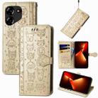 For Tecno Pova 5 4G Cat and Dog Embossed Leather Phone Case(Gold) - 1