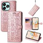 For UMIDIGI A15 Cat and Dog Embossed Leather Phone Case(Rose Gold) - 1