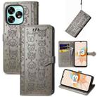 For UMIDIGI A15 Cat and Dog Embossed Leather Phone Case(Grey) - 1