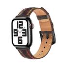 For  Apple Watch SE 2023 44mm Colorful Sewing Thread Leather Watch Band(Dark Brown) - 1