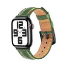 For Apple Watch Series 9 45mm Colorful Sewing Thread Leather Watch Band(Green) - 1