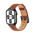For Apple Watch Series 3 42mm Colorful Sewing Thread Leather Watch Band(Brown) - 1