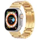 For Apple Watch Series 9 45mm Stainless Steel H-Shaped Fold Buckle Watch Band(Gold) - 1