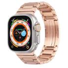 For Apple Watch Series 9 45mm Stainless Steel H-Shaped Fold Buckle Watch Band(Rose Gold) - 1