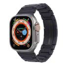 For Apple Watch Series 8 41mm Stainless Steel H-Shaped Fold Buckle Watch Band(Black) - 1