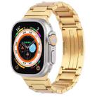 For Apple Watch Series 5 44mm Stainless Steel H-Shaped Fold Buckle Watch Band(Gold) - 1