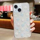 For iPhone 15 Spring Garden Epoxy TPU Phone Case(F06 Blue and White Flowers) - 1