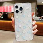 For iPhone 13 Pro Max Spring Garden Epoxy TPU Phone Case(F06 Blue and White Flowers) - 1