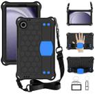 For Samsung Galaxy Tab A9 8.7 X110/X115 Honeycomb EVA Hybrid PC Tablet Case with Strap(Black+Blue) - 1