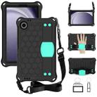 For Samsung Galaxy Tab A9 8.7 X110/X115 Honeycomb EVA Hybrid PC Tablet Case with Strap(Black+Aqua) - 1