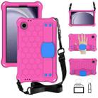 For Samsung Galaxy Tab A9 8.7 X110/X115 Honeycomb EVA Hybrid PC Tablet Case with Strap(Rose Red+Blue) - 1