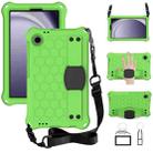 For Samsung Galaxy Tab A9 8.7 X110/X115 Honeycomb EVA Hybrid PC Tablet Case with Strap(Green+Black) - 1