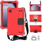 For Samsung Galaxy Tab A9 8.7 X110/X115 Honeycomb EVA Hybrid PC Tablet Case with Strap(Red +Black) - 1