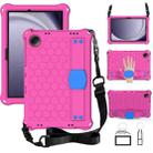 For Samsung Galaxy Tab A9+ 11 X216B Honeycomb EVA Hybrid PC Tablet Case with Strap(Rose Red+Blue) - 1