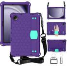 For Samsung Galaxy Tab A9+ 11 X216B Honeycomb EVA Hybrid PC Tablet Case with Strap(Purple+Aqua) - 1