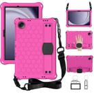 For Samsung Galaxy Tab A9+ 11 X216B Honeycomb EVA Hybrid PC Tablet Case with Strap(Rose Red+Black) - 1