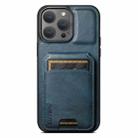 For iPhone 15 Pro Max Suteni H02 Leather Wallet Stand Back Phone Case(Blue) - 3