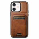 For iPhone 12 / 12 Pro Suteni H02 Leather Wallet Stand Back Phone Case(Brown) - 1