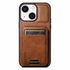 For iPhone 14 Plus Suteni H02 Leather Wallet Stand Back Phone Case(Brown) - 1