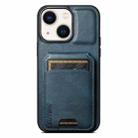 For iPhone 14 Plus Suteni H02 Leather Wallet Stand Back Phone Case(Blue) - 1