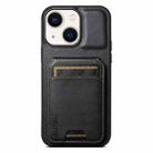 For iPhone 14 Suteni H02 Leather Wallet Stand Back Phone Case(Black) - 1