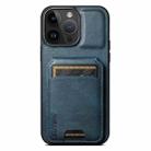 For iPhone 14 Pro Max Suteni H02 Leather Wallet Stand Back Phone Case(Blue) - 1