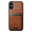 For iPhone XS Max Suteni H02 Leather Wallet Stand Back Phone Case(Brown) - 1