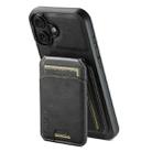 For iPhone 16 Suteni H02 Leather Wallet Stand Back Phone Case(Black) - 1