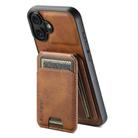 For iPhone 16 Suteni H02 Leather Wallet Stand Back Phone Case(Brown) - 1