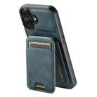 For iPhone 16 Plus Suteni H02 Leather Wallet Stand Back Phone Case(Blue) - 1