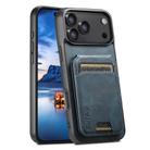 For iPhone 17 Pro Max Suteni H02 Leather Wallet Stand Back Phone Case(Blue) - 1