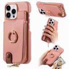 For iPhone 13 Pro Litchi Leather Oil Edge Ring Zipper Wallet Back Phone Case(Pink) - 1