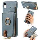 For iPhone XR Litchi Leather Oil Edge Ring Zipper Wallet Back Phone Case(Light Blue) - 1