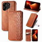 For Tecno Pova 5 4G Cubic Grid Pressed Magnetic Leather Phone Case(Brown) - 1