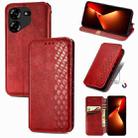 For Tecno Pova 5 4G Cubic Grid Pressed Magnetic Leather Phone Case(Red) - 1