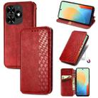 For Tecno Spark Go 2024 Cubic Grid Pressed Magnetic Leather Phone Case(Red) - 1