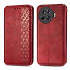 ForTecno Spark 20 Pro+ Cubic Grid Pressed Magnetic Leather Phone Case(Red) - 1