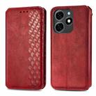 For Tecno Spark 20 4G Cubic Grid Pressed Magnetic Leather Phone Case(Red) - 1