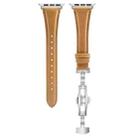 For Apple Watch Series 3 38mm Plain Leather Butterfly Buckle Watch Band(Brown+Silver) - 4