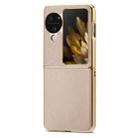 For OPPO Find N3 Flip Litchi Leather Electroplating Shockproof Phone Case(Khaki) - 1