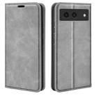 For Google Pixel 8a Retro-skin  Magnetic Suction Leather Phone Case(Grey) - 1