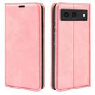 For Google Pixel 8a Retro-skin  Magnetic Suction Leather Phone Case(Pink) - 1