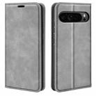 For Google Pixel 9 Pro XL Retro-skin Magnetic Suction Leather Phone Case(Grey) - 1