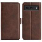 For Google Pixel 8a Dual-side Magnetic Buckle Horizontal Flip Leather Phone Case(Brown) - 1