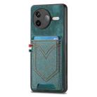 For Redmi K80 / Poco F7 Pro Denim Texture Leather Skin Phone Case with Card Slot(Green) - 2