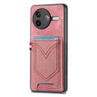 For Redmi K80 / Poco F7 Pro Denim Texture Leather Skin Phone Case with Card Slot(Pink) - 2