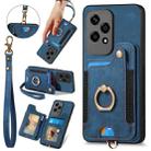 For Honor 200 Lite Global Retro Skin-feel Ring Multi-card RFID Wallet Phone Case(Blue) - 1