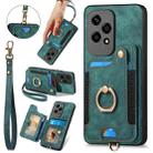 For Honor 200 Lite Global Retro Skin-feel Ring Multi-card RFID Wallet Phone Case(Green) - 1