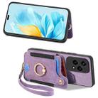 For Honor 200 Lite Global Retro Skin-feel Ring Multi-card RFID Wallet Phone Case(Purple) - 2