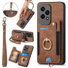 For Honor 200 Lite Global Retro Skin-feel Ring Multi-card RFID Wallet Phone Case(Brown) - 1